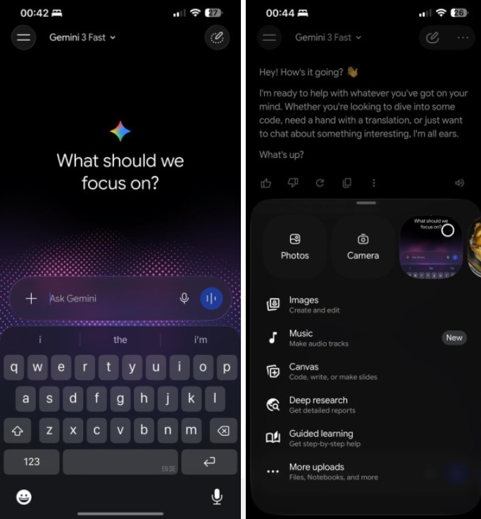 La nueva interfaz de Gemini solo en iOS de momento 